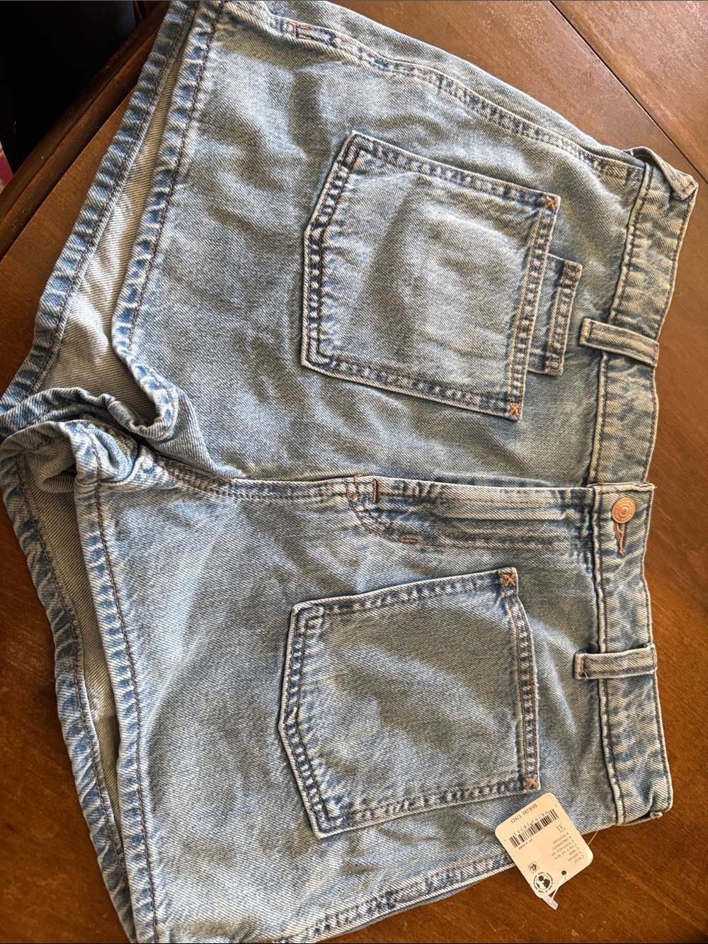 Free People Light Blue High-Rise Denim Shorts